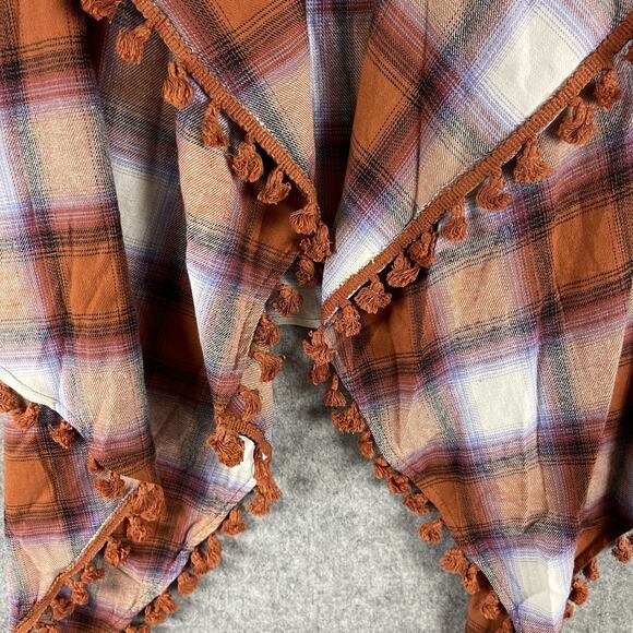 Savanna Jane Flannel Long Cardigan 3X Plaid Tassel Asymmetric Boho Western NEW - Picture 8 of 16